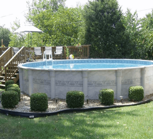Above Ground Pool Shrubs Design