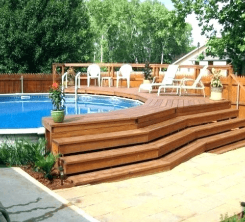 landscaping above ground pool